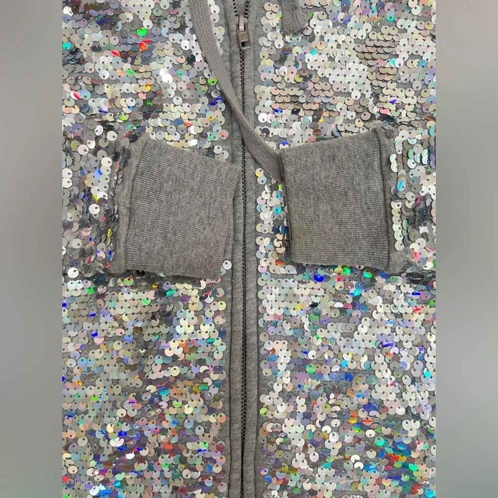 PINK Victoria's Secret Glittering Silver Hoodie